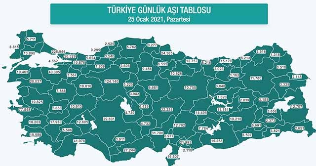 Türkiye&#039;nin aşı haritası erişime açıldı