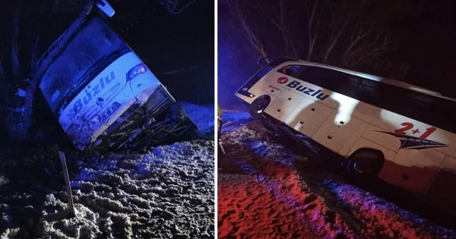 Feci kaza! Yolcu otobüsü devrildi