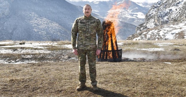 Aliyev, 28 yıl sonra işgalden kurtarılan Şuşa&#039;da Nevruz ateşini yaktı