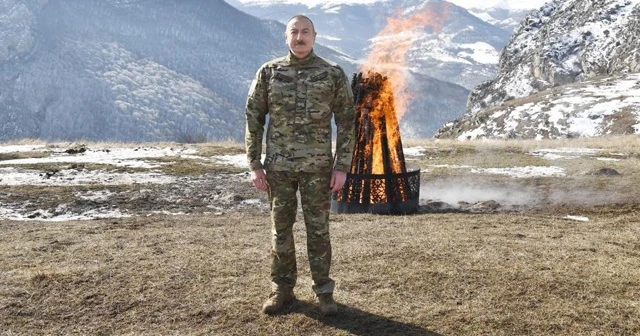 Aliyev, 28 yıl sonra işgalden kurtarılan Şuşa'da Nevruz ateşini yaktı