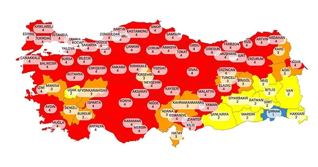 Çok yüksek riskli illerin sayısı 58&#039;e yükseldi