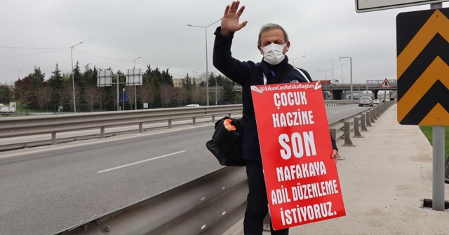 Nafaka mağduru, yürüyüşünde gözaltına alındı