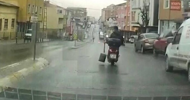 Sultanbeyli’de motosiklet ile “seri köz getir” yolculuğu kamerada