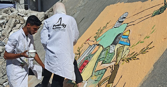 İşgalci İsrail’in saldırılarına grafitili tepki