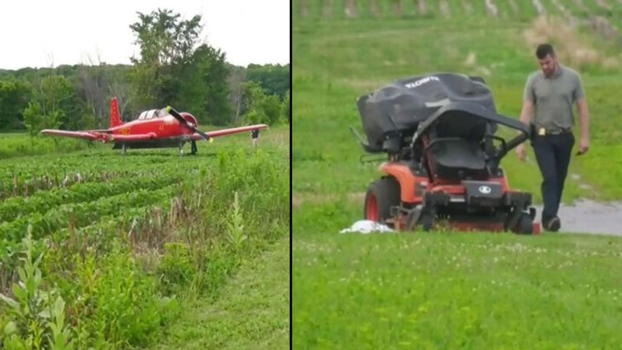 Kanada&#039;da eğitim uçağı iniş esnasında çim biçen kadına çarptı