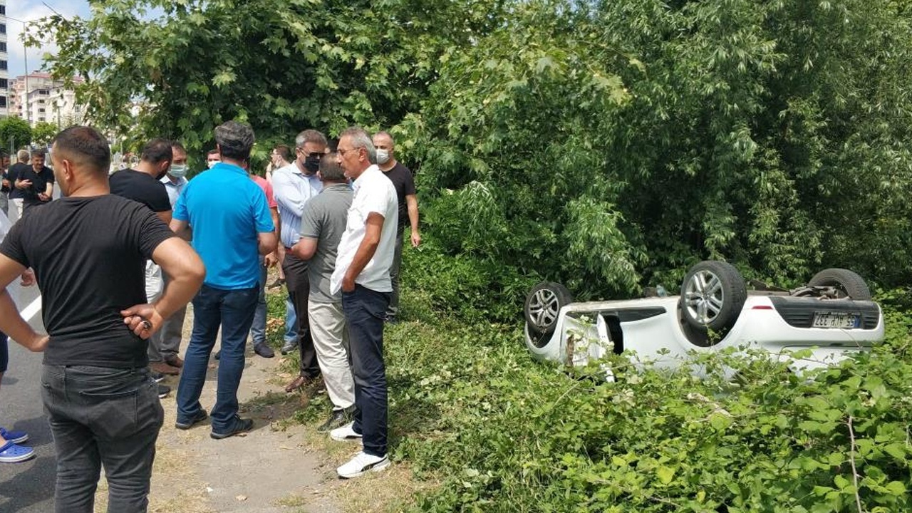 Sürücü adayının kullandığı araç takla attı