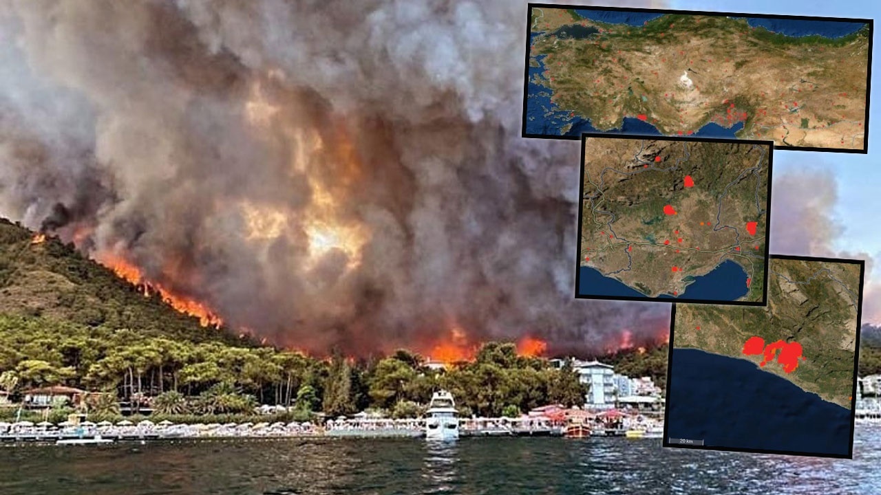 Türkiye&#039;deki yangınların uydu görüntüleri! Nasa paylaştı