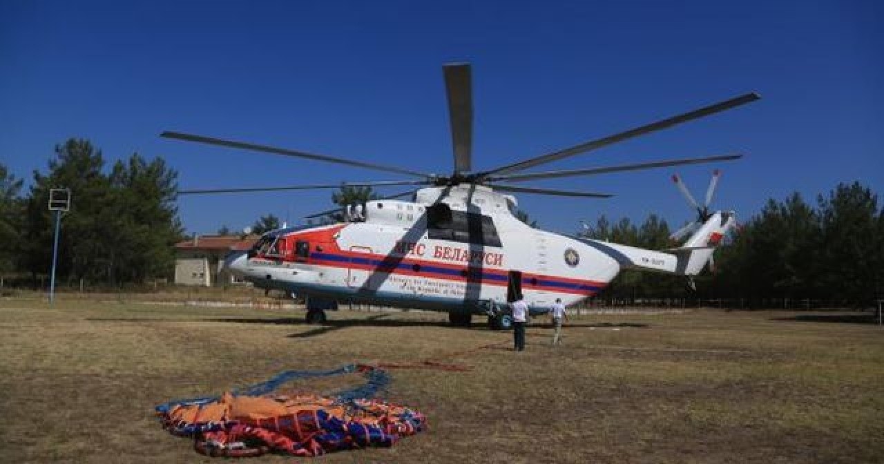 Dünya&#039;nın en büyük yangın söndürme helikopteri Muğla&#039;da gece gündüz nöbet tutuyor