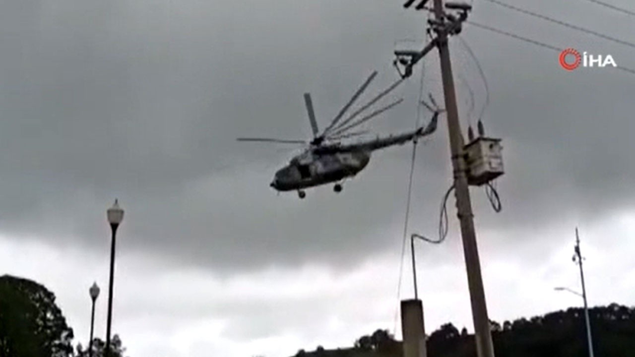 Meksika&#039;da facianın eşiğinden dönüldü helikopter iniş esnasında düştü