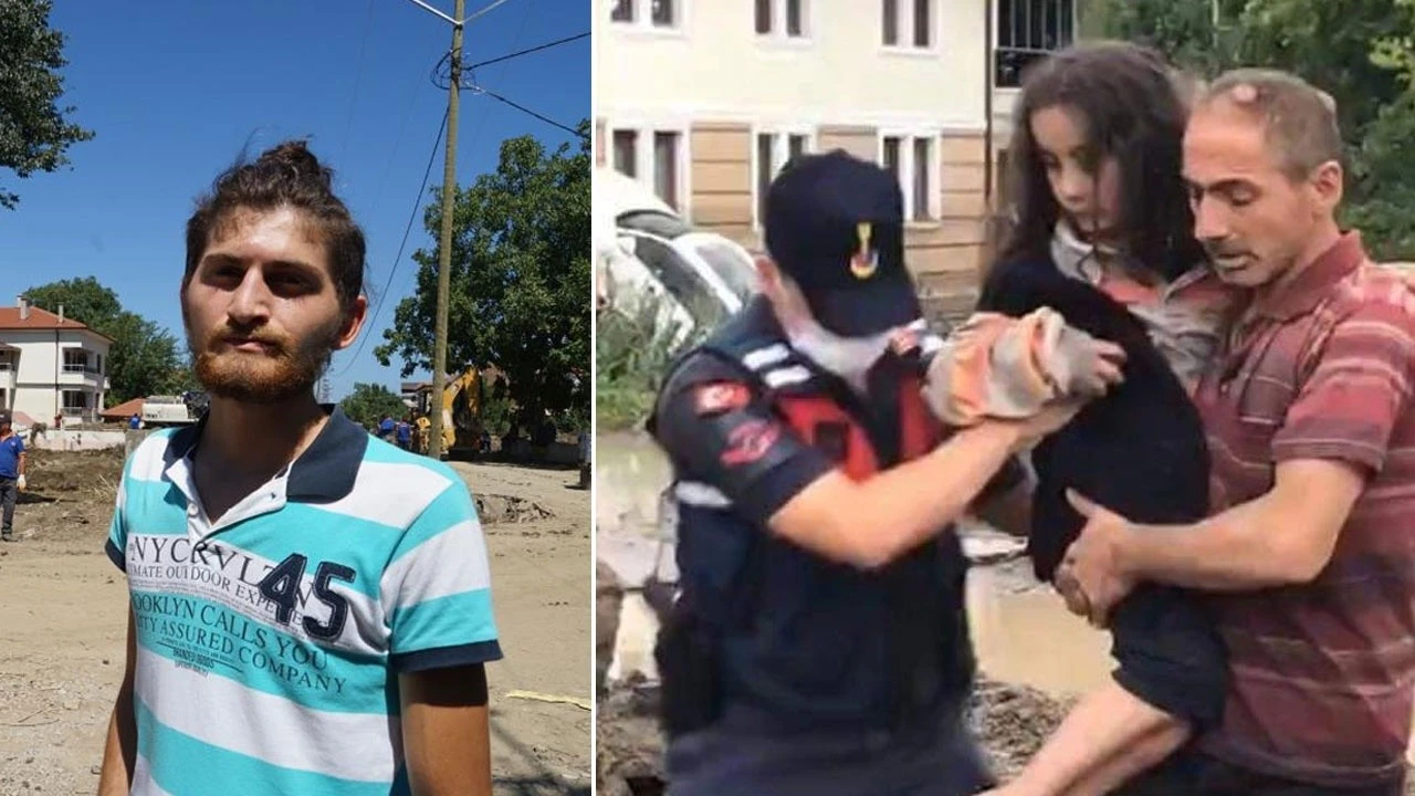 Selde sörf tahtası ile dört kişilik aileyi kurtardı