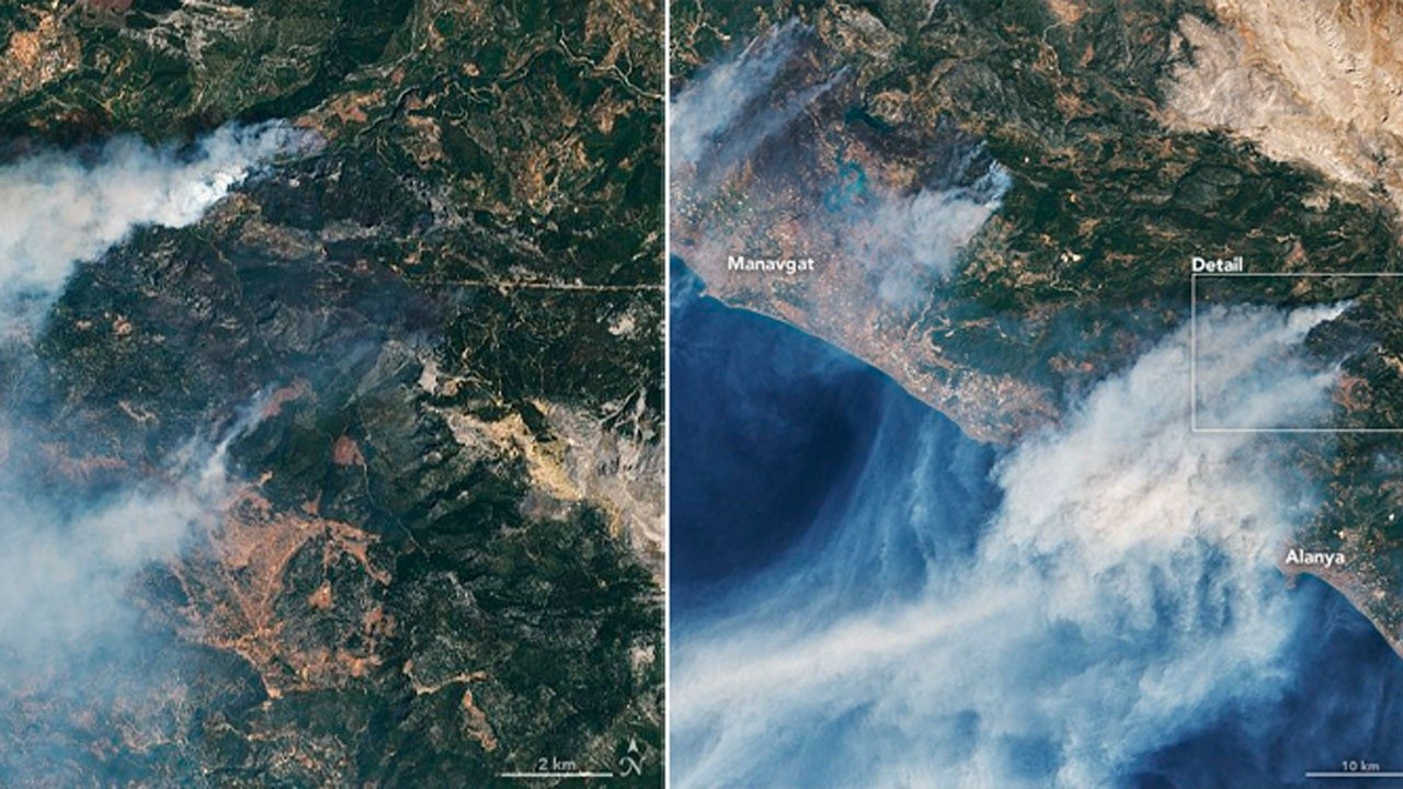 Türkiye&#039;deki yangınlarda son durumu NASA açıklamasıyla paylaştı