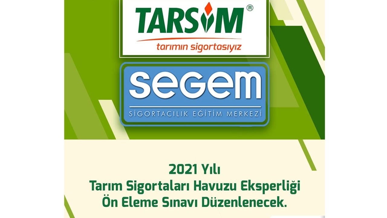 2021 Yılı Tarım Sigortaları Havuzu Eksperliği Ön Eleme Sınavı düzenlenecek