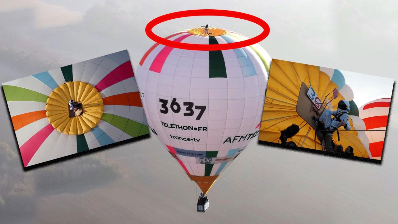 Dünya rekoru: Binlerce metre yükseklikte balonun üzerinde ayakta durdu