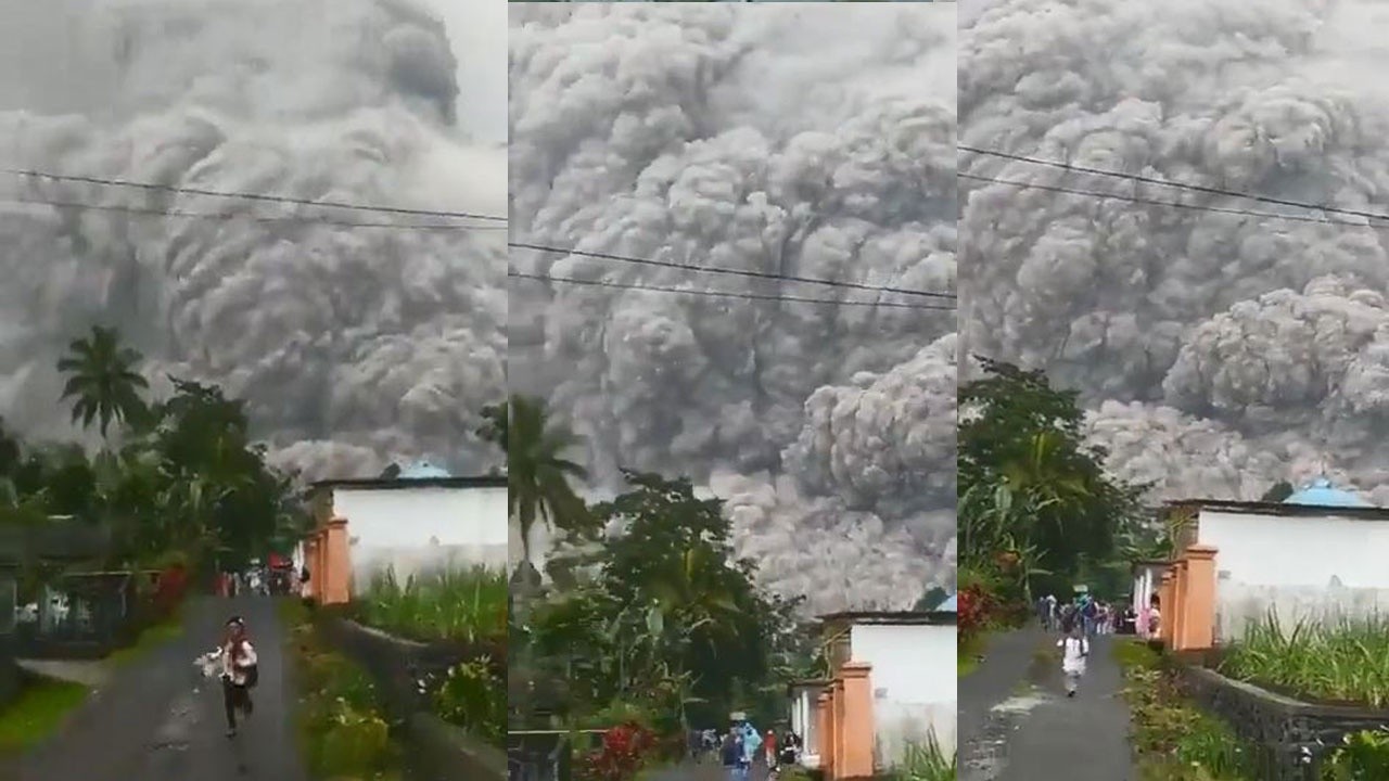 Endonezya&#039;da yanardağdan kaçış kameralara yansıdı