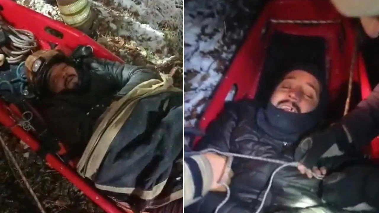 Kar sevinci faciayla bitiyordu: 200 metrelik uçuruma yuvarlandı, donmak üzereyken bulundu