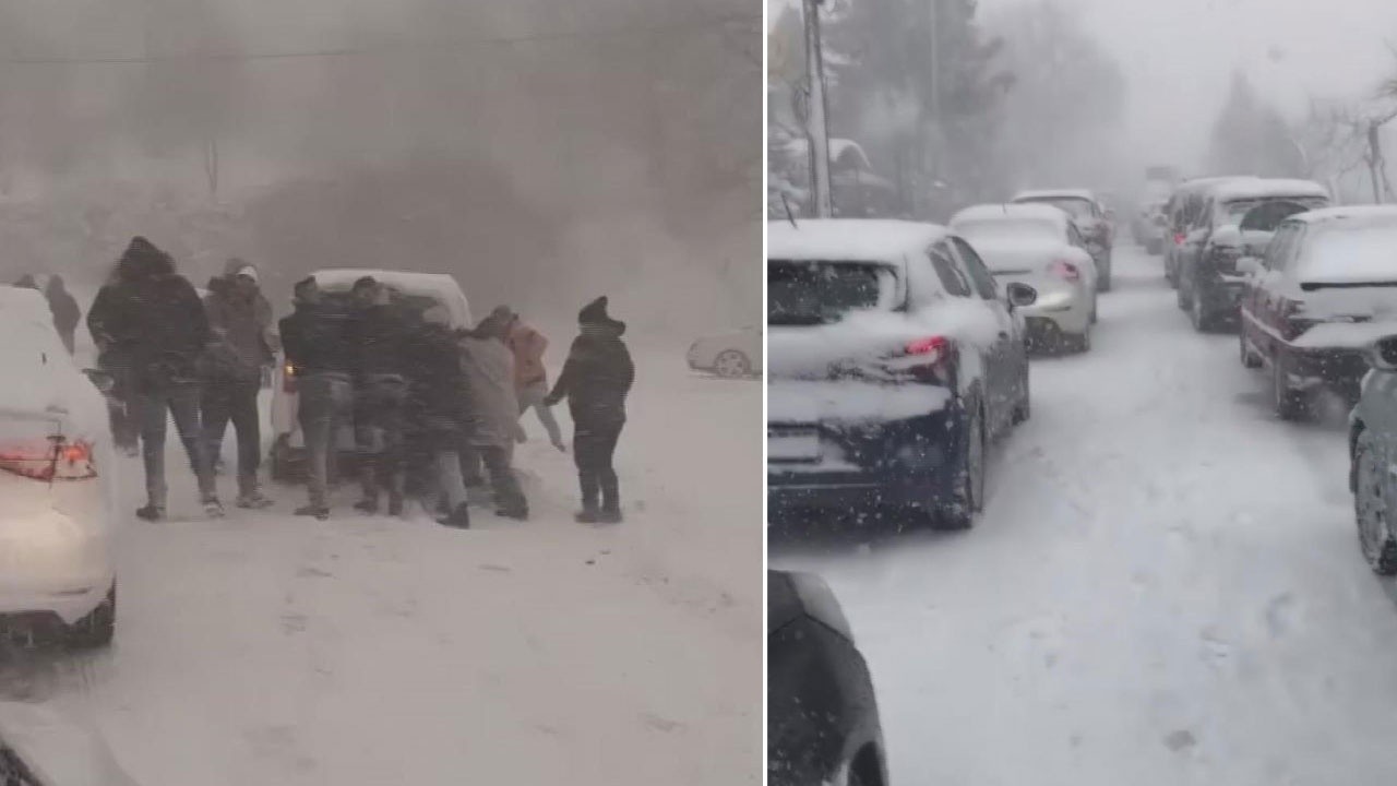 İzmir’de ulaşıma kar engeli: Onlarca vatandaş araçlarında mahsur kaldı