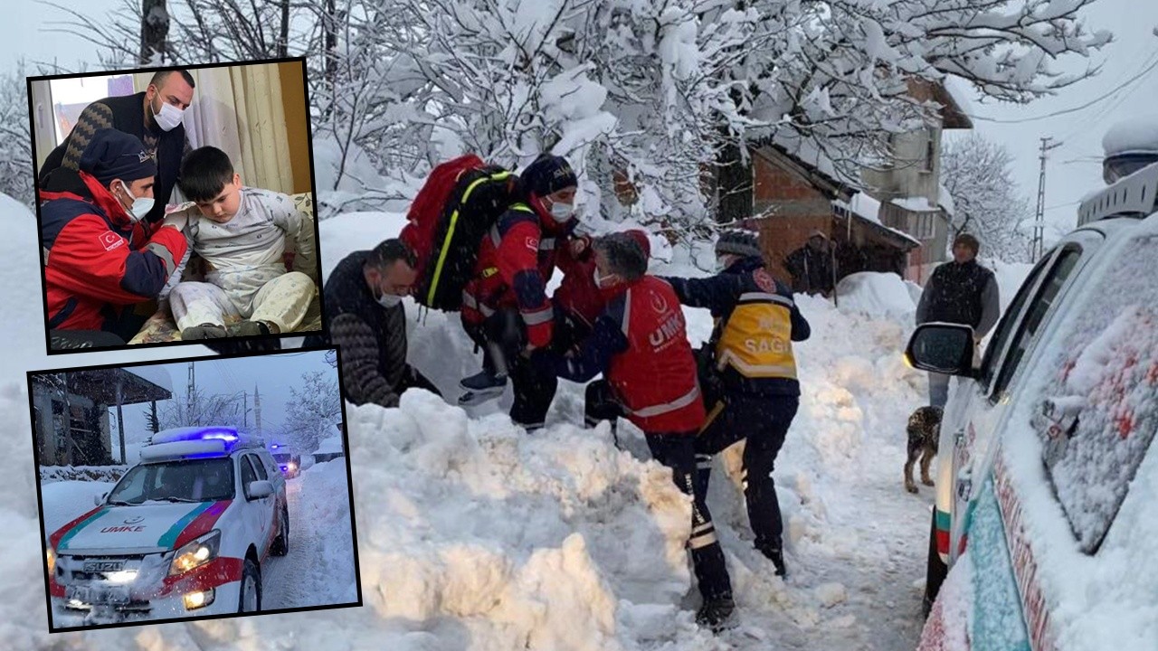 Kardan köy yolu kapandı, ekipler 5 yaşındaki çocuk için seferber oldu