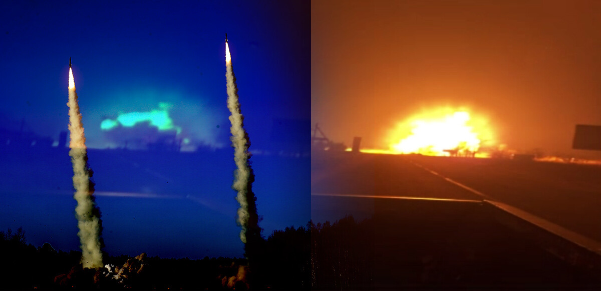 Gece yarısı şiddetlenen çatışmalarda havada uçan roketler nedeniyle gökyüzü adeta parladı.
