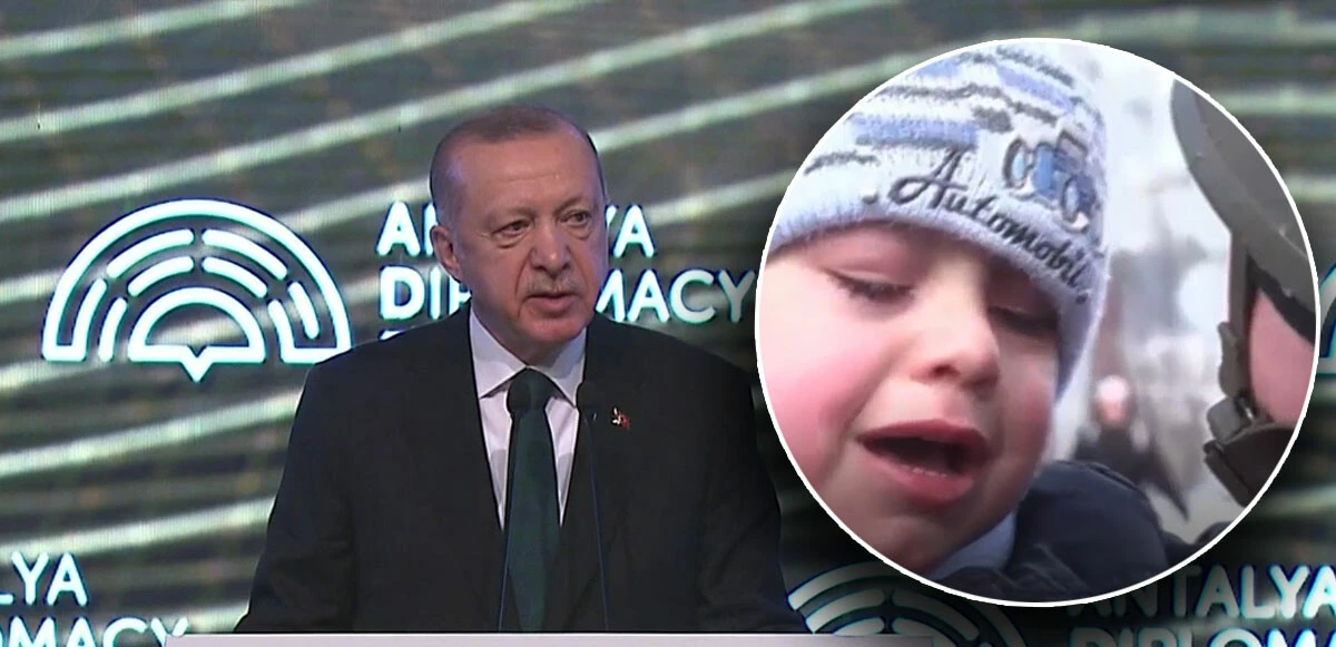 Erdoğan, babasından ayrılmak istemeyen çocuğun videosu ile seslendi