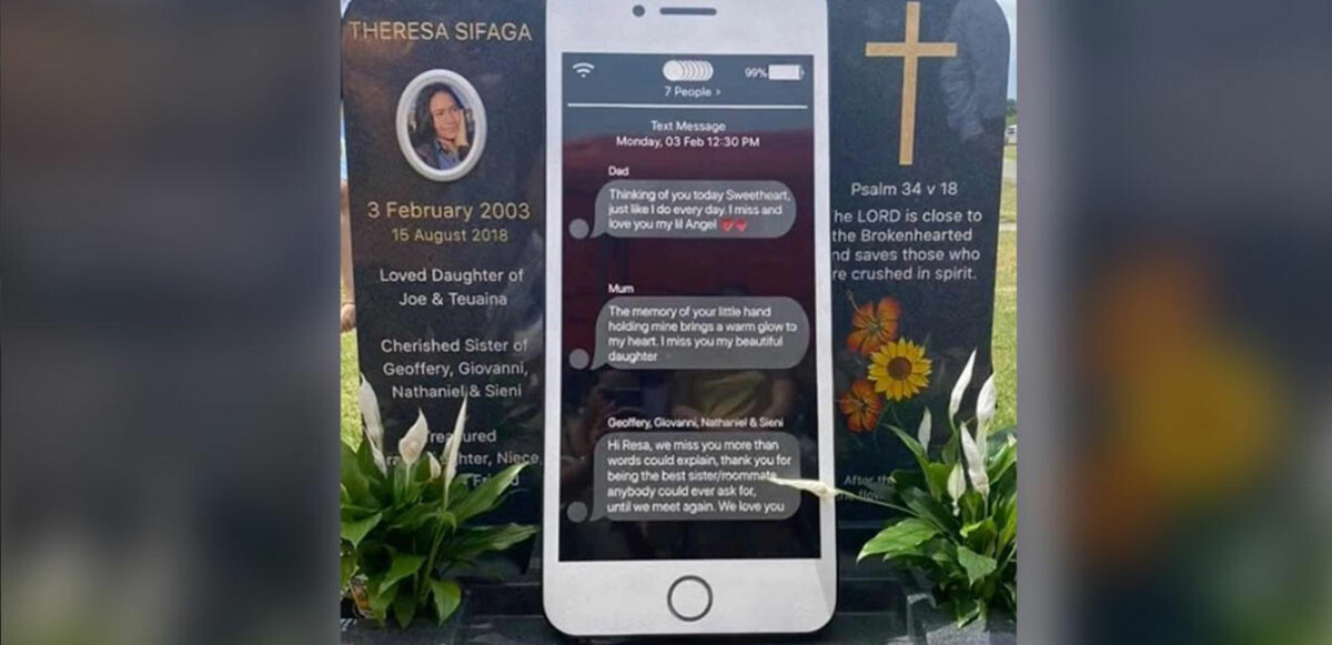 Ölen kızları için iPhone şeklinde mezar taşı diktirdiler, TikTok&#039;ta viral oldu