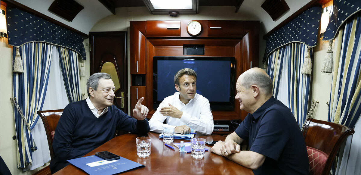 Üç lider Kiev'e tren ile geldi.