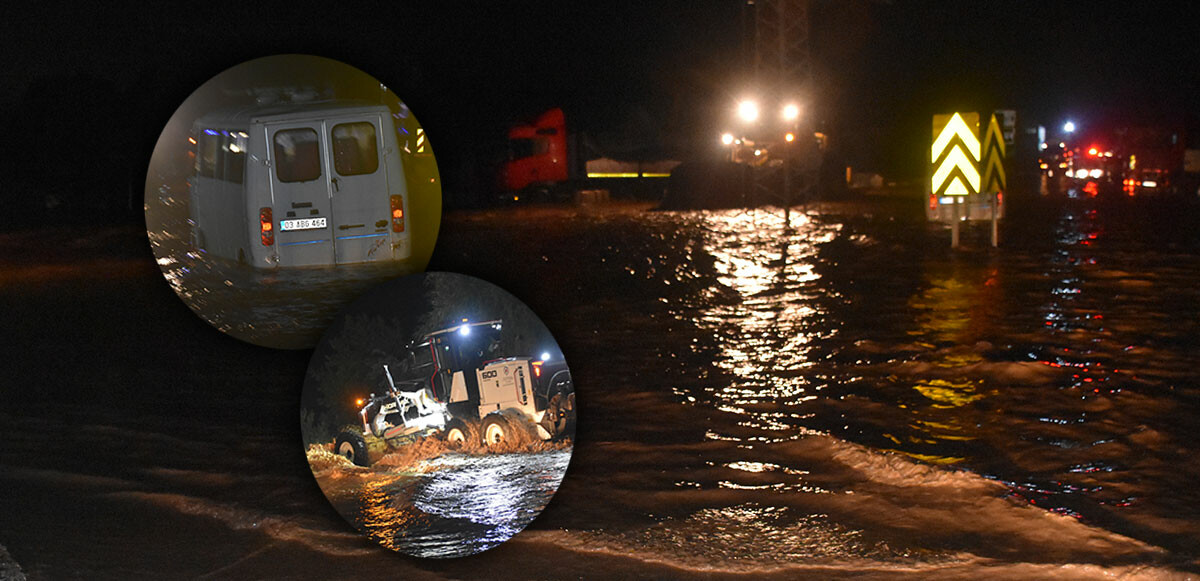 Afyonkarahisar’da sel! Ankara kara yolu sular altında kaldı