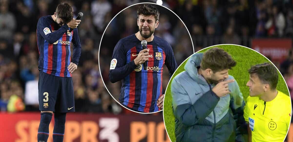 Gerard Pique&#039;den tarihi veda: Oyuna giremeden kırmızı kart gördü!