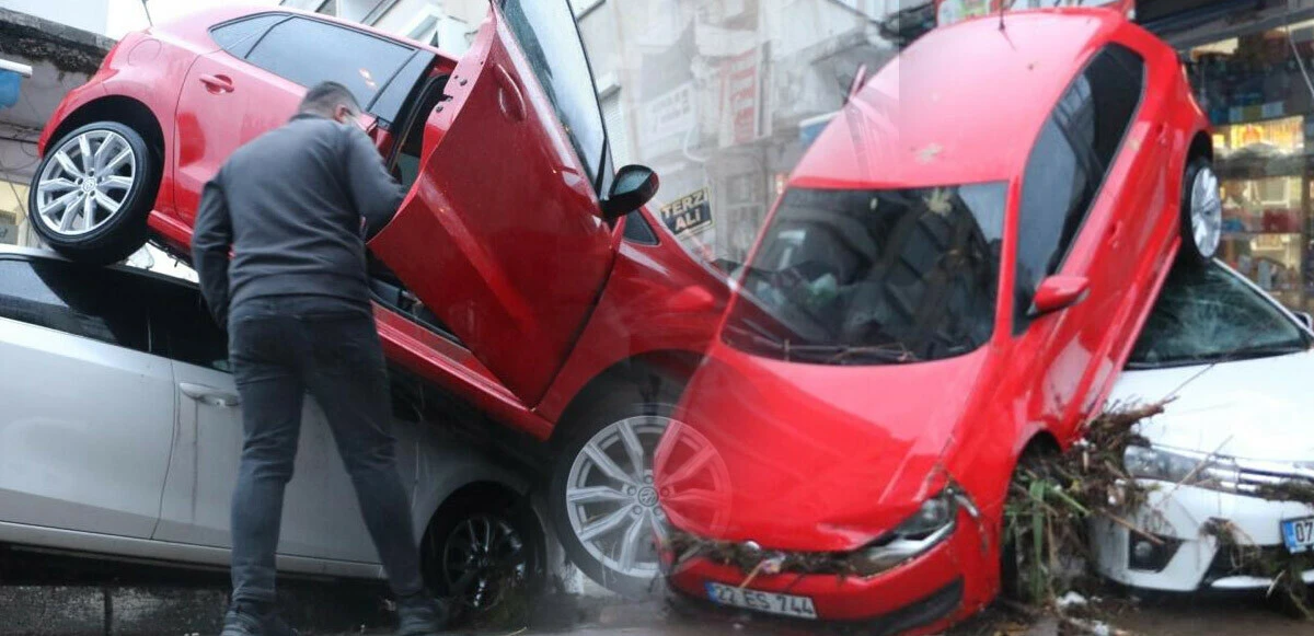 Antalya'yı sel felaketi! Finike ve Kumluca sular altında: Tonlarca ağırlıktaki arabalar üst üste bindi