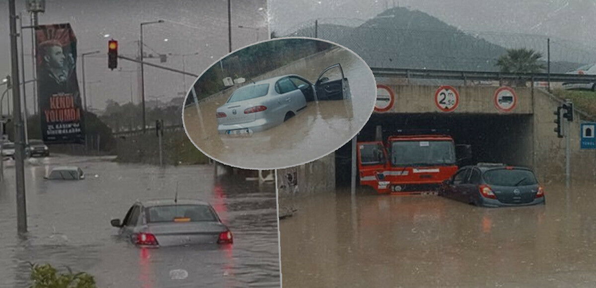 İzmir’i sağanak vurdu! caddeler göle döndü, araçlar sulara gömüldü