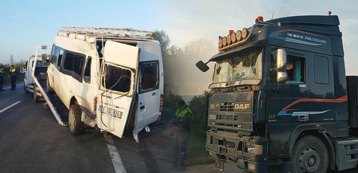 İşçilerini taşıyan minibüse tır çarptı: Çok sayıda yaralı var