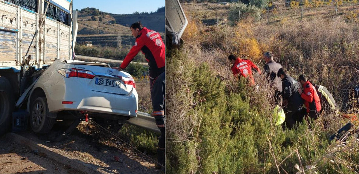 Mersin&#039;de feci kaza! Otomobille kamyon birbirine girdi: 2 ölü