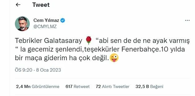Oğluyla derbiyi izleyen Cem Yılmaz Fenerbahçe yenilince kendini suçladı: Abi sende de ne ayak varmış!