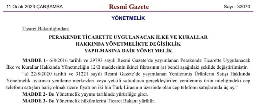 Cep telefonlarına taksit düzenlemesi: 12 bin TL'nin üzerine 3 ay vade sınırı