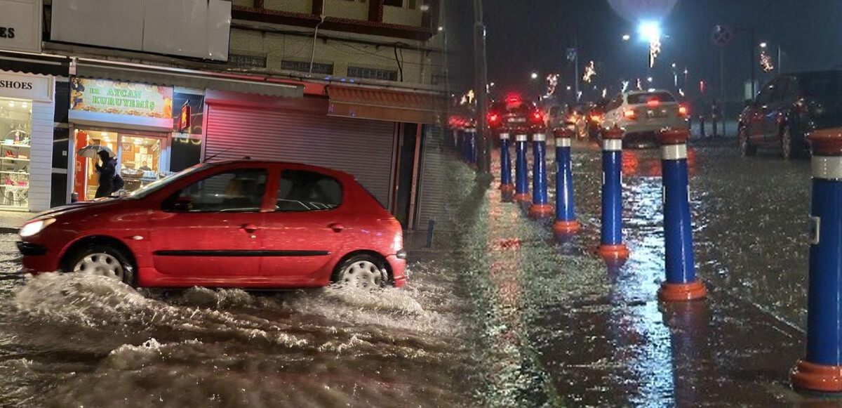 İzmir&#039;de sağanak hayatı felç etti, cadde ve sokakları su bastı