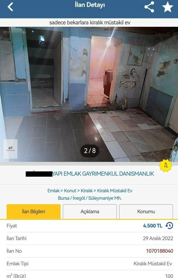 Bir tepki çeken kiralık daire ilanı da <a href=