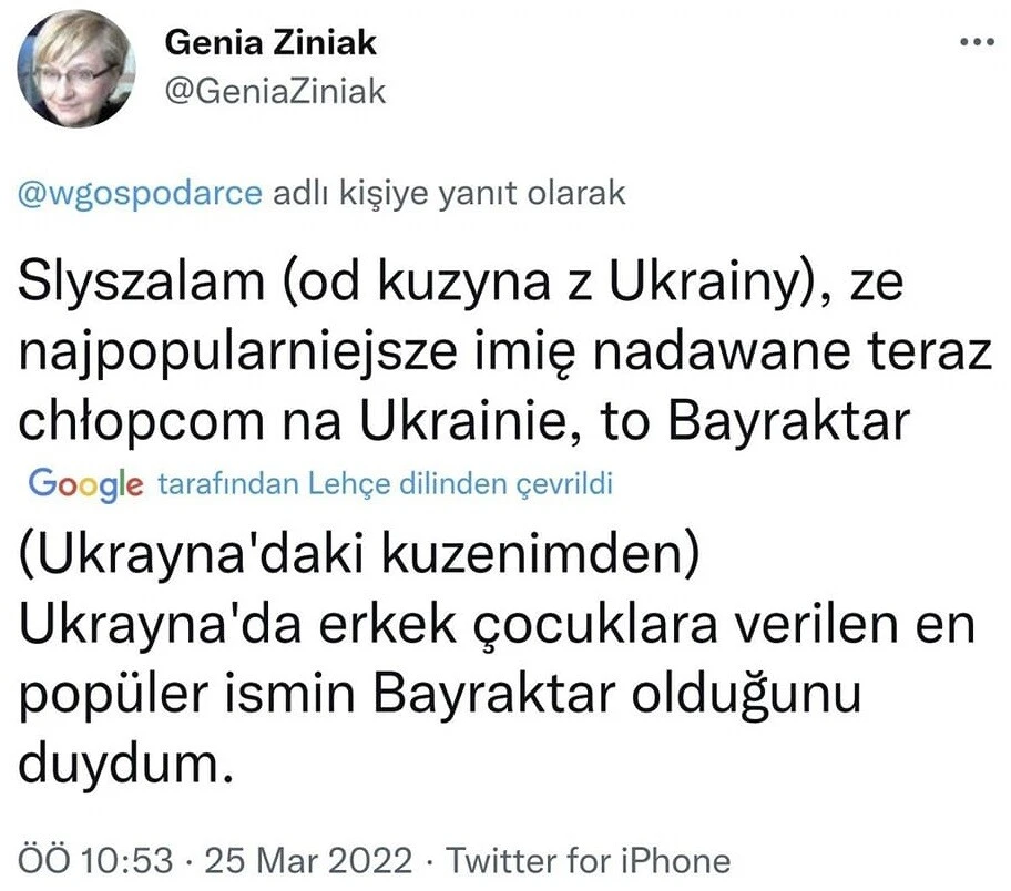 'Bayraktar' Ukrayna'da 2022'nin en popüler bebek isimleri arasına girdi