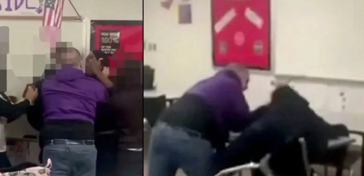 Öğretmen öğrencisini duvara yapıştırıp saldırdı! Korkunç anlara herkes şahit oldu