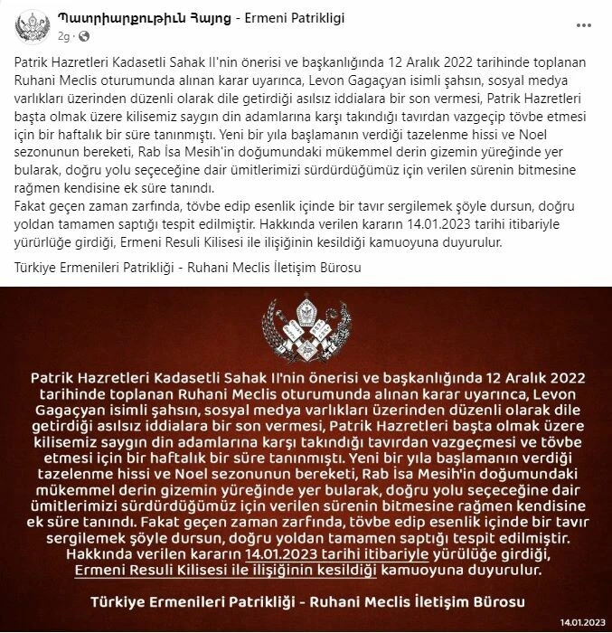 Yüzyıllar sonra bir ilk! Ermeni Patrikhanesi bir kişiyi aforoz etti: Tövbe et dedik, etmedi