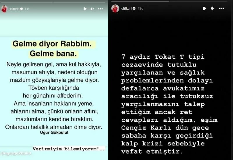 Şarkıcı Elif Karlı acı haberle yıkıldı: Cezaevindeki eşi hayatını kaybetti!