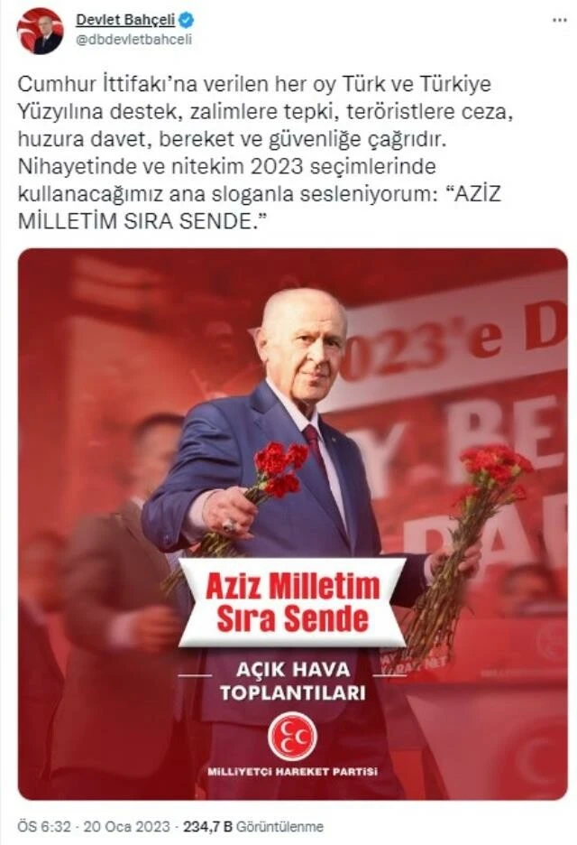 MHP seçim sloganı kararını verdi! Devlet Bahçeli Twitter'dan açıkladı