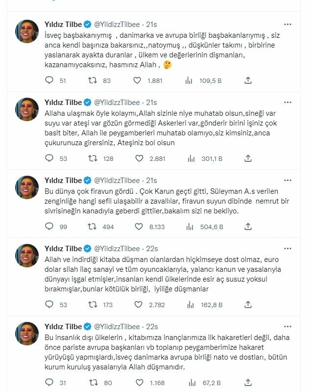 Yıldız Tilbe’den Kur’an yakma provokasyonuna ağır eleştiri: Ancak çukurunuza girersiniz, ateşiniz bol olsun!