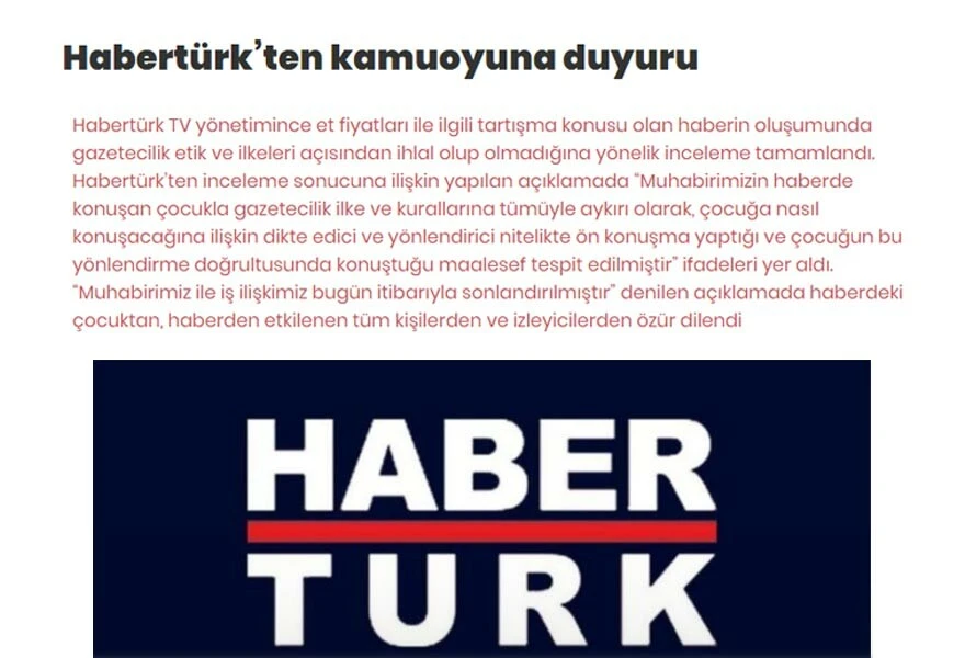 Habertürk'ten 'karne hediyesi et' haberi için özür açıklaması