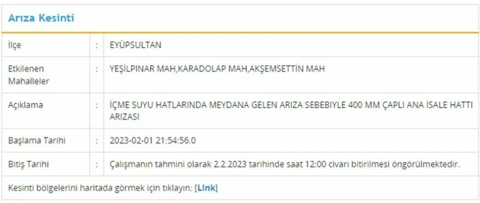 İSKİ duyurdu: İstanbul'un 3 ilçesinde su kesintisi