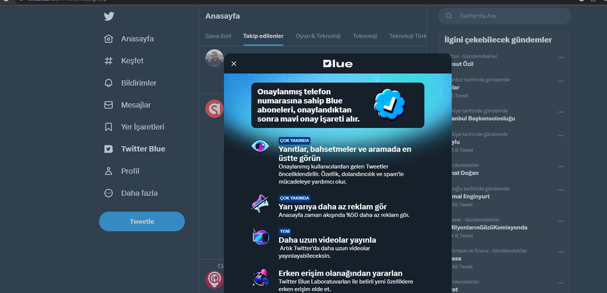 Mavi tik alabileceğiniz Twitter Blue, Türkiye&#039;de görüldü!