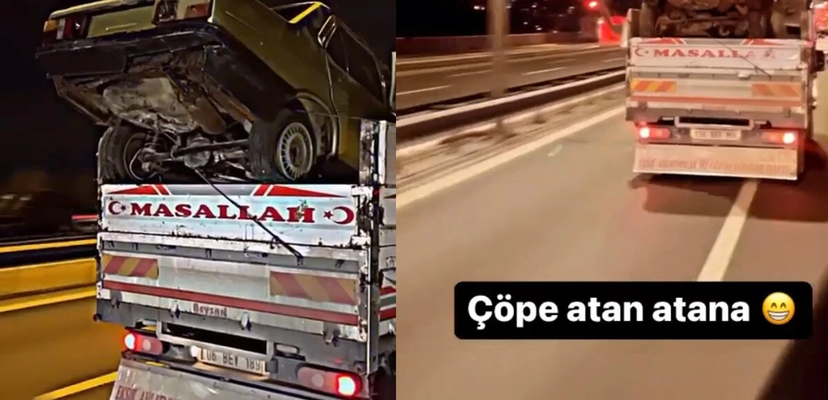 FSM Köprüsü’nde şaşırtan görüntü: Bu sefer çöpte değil kamyonetin kasasında Tofaş taşıdılar