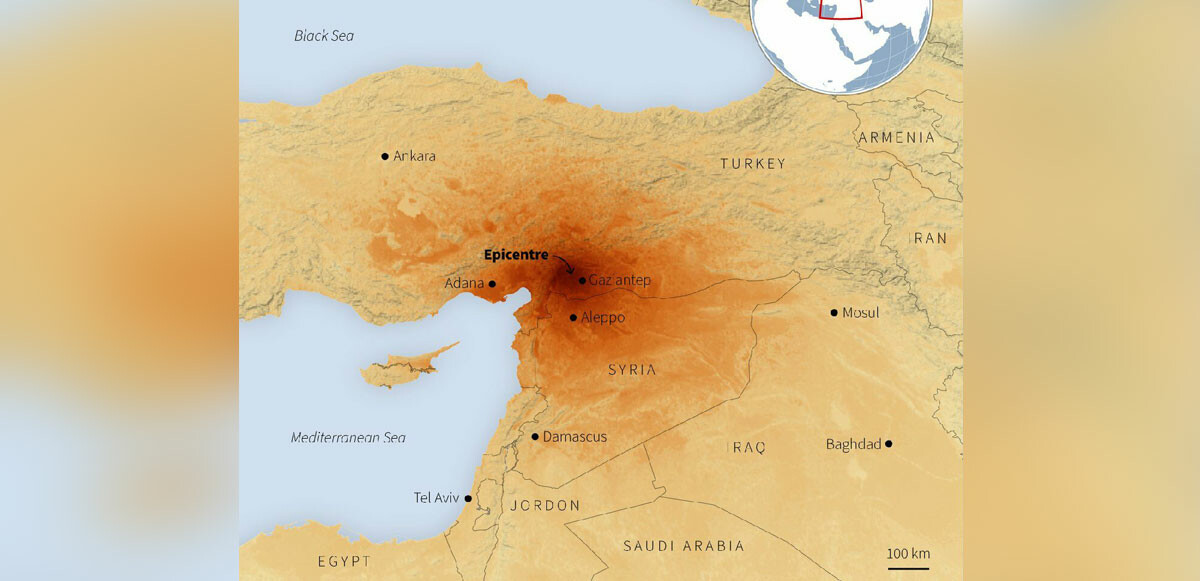 Reuters&#039;tan Türkiye&#039;deki depremin haritası: Renk koyuluğu azaldıkça etki de azaldı