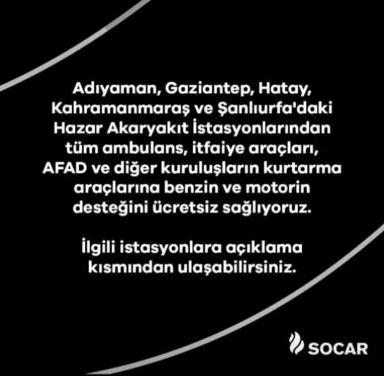 Deprem bölgesine akaryakıt desteği! Ücretsiz temin edilecek