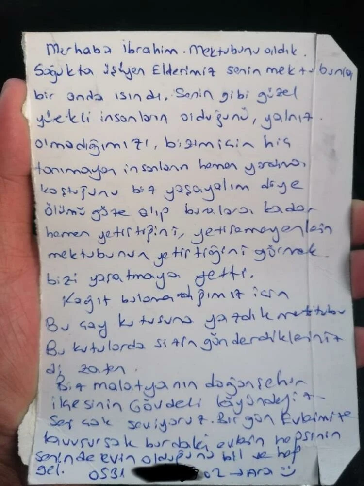 Minik İbrahim'in depremzedelerle yürek ısıtan mektuplaşması! Kağıt bulamayınca çareyi çay kutusunda buldular