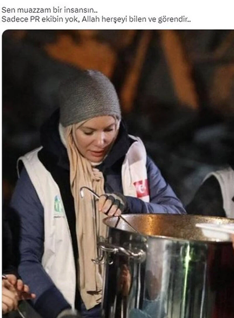 Gamze Özçelik deprem bölgesinde elleriyle yemek dağıttı! "Sen muazzam bir insansın"