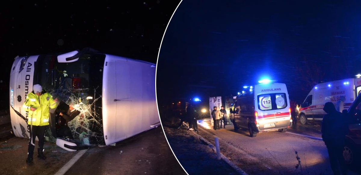 Kastamonu'da korkunç kaza: Yolcu otobüsü karşı şeride devrildi, 30 kişi yaralandı